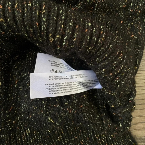 Band of The Free Lurex Oversized V-neck Cable Knit Sweater Size XS - Black - NWT - Picture 8 of 8